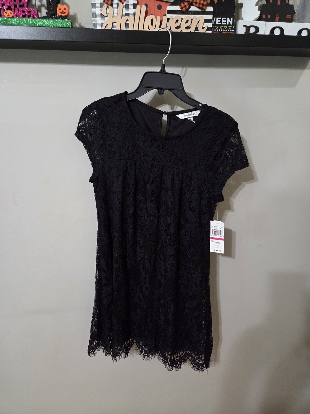 Speechless Black Lace Cap Sleeve Dress
